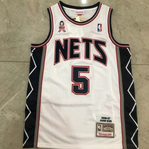 NBA Jason Kidd 5 New Maillot Nets 2006-07 Hardwood Classics Maillot Blanc